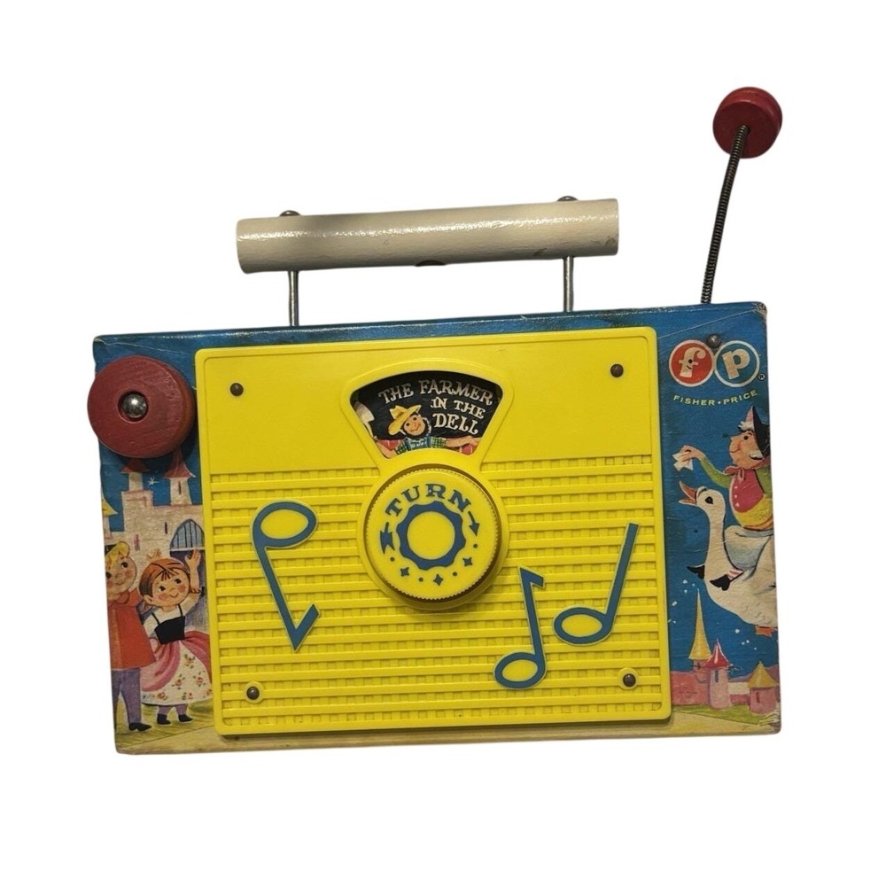 Fisher-Price Vtg 765 The Farmer in the Dell‎ Music Box Radio Toy 1963 USA 60s